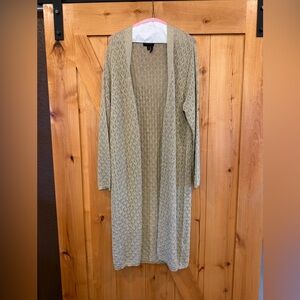 Donna Karan Long Textured Cardigan in Gold